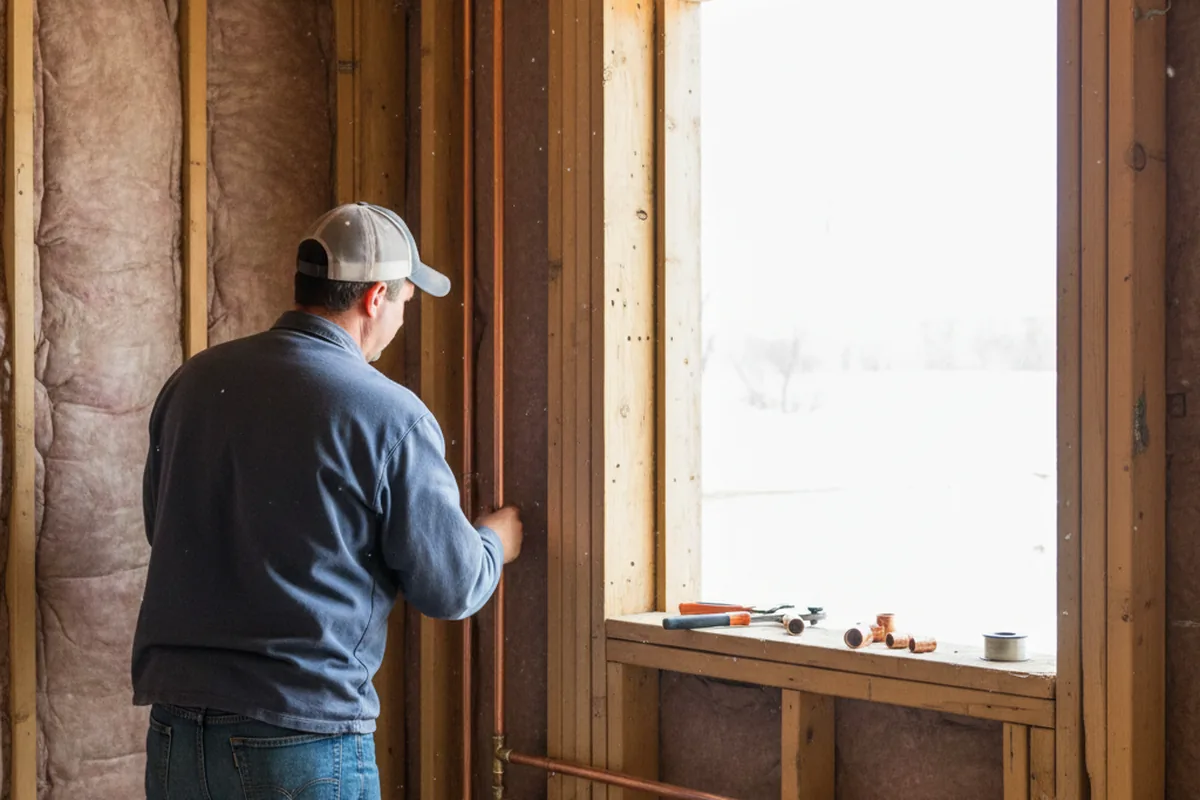 Licensed plumber running new copper supply lines in a State Line home